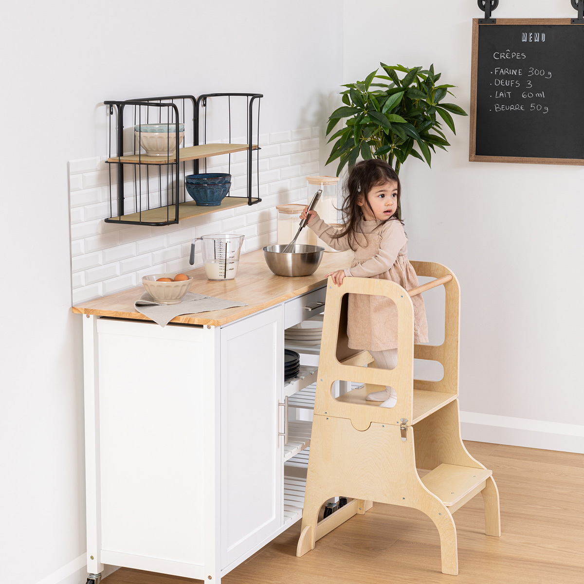 Kindersichtturm "Alba" 3 in 1, H.91 cm Nat&uuml;rliches Holz