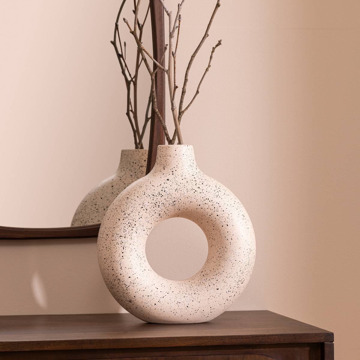 Keramikvase "Florie" Wei&szlig; & Schwarz, H.25 cm Schwarz und wei&szlig;