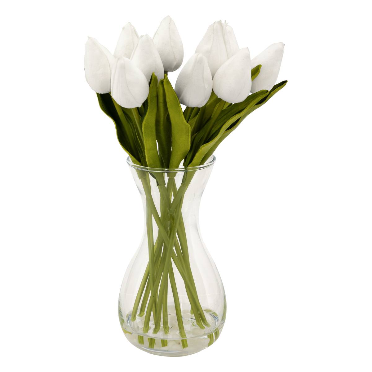 Tulpenkomposition mit Vase "Hector" Weiß, H.28,5 cm Weiß