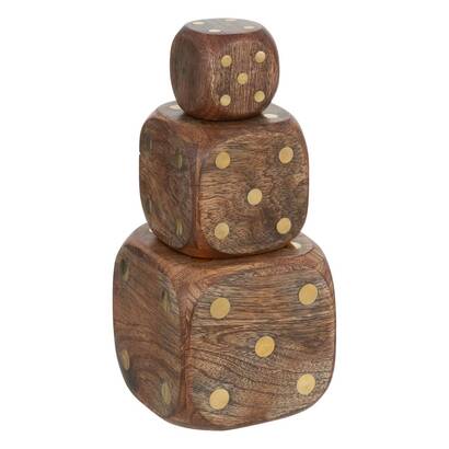 Deko zum aufstellen 3 w&uuml;rfel 'roger' mangoholz, karamell, 10x10x10cm