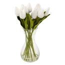 Tulpenkomposition mit Vase "Hector" Weiß, H.28,5 cm Weiß