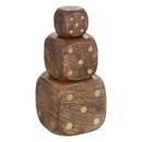 Deko zum Aufstellen 3 Würfel 'Roger' Mangoholz, Karamell, 10x10x10cm Karamellbraun