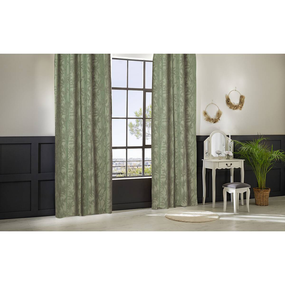 Vorhang "Weide" Jacquard, Celadon Grün, 135x260 cm Celadongrün
