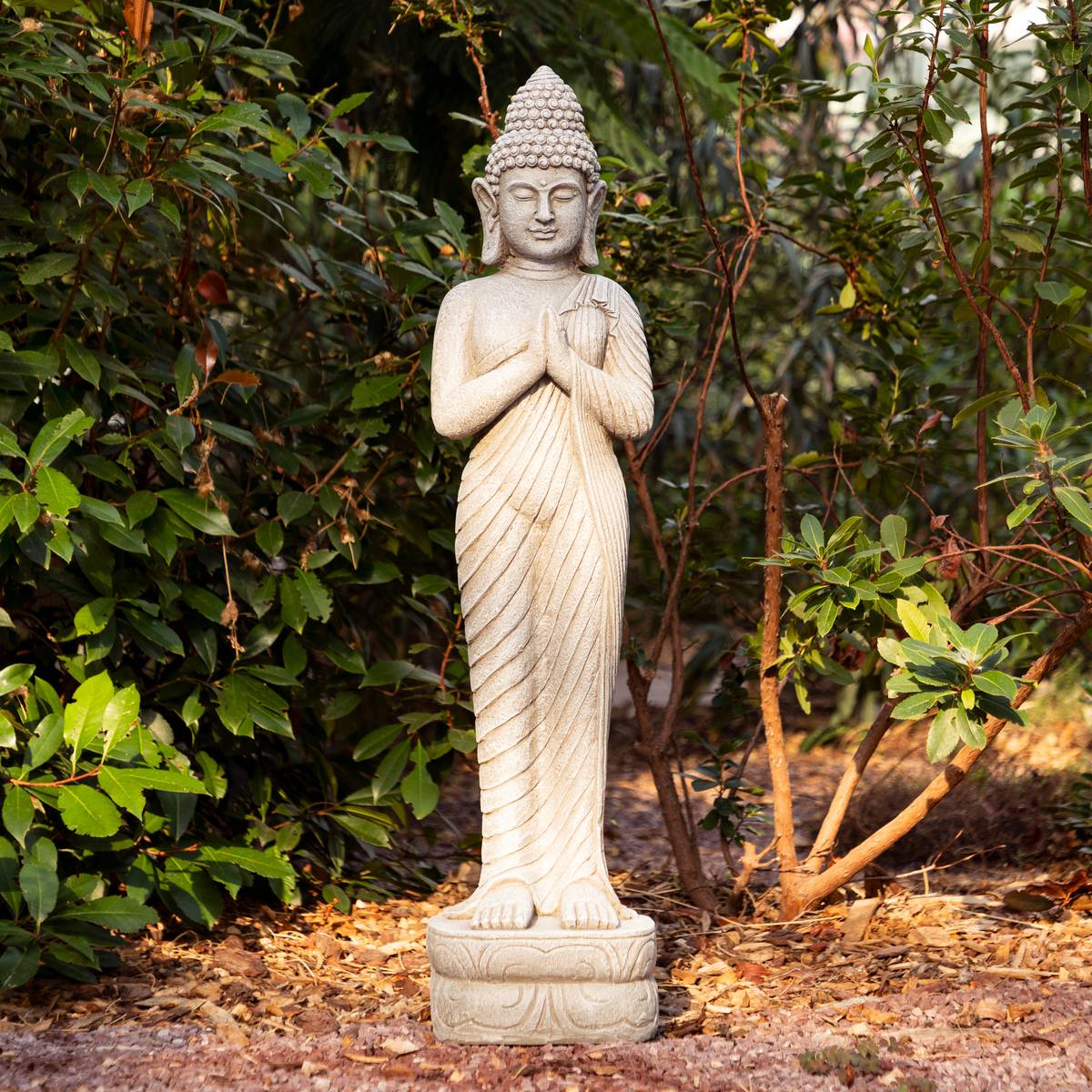 Au&szlig;enstatue Buddha "Sakin" Grau, H.100 cm Grau