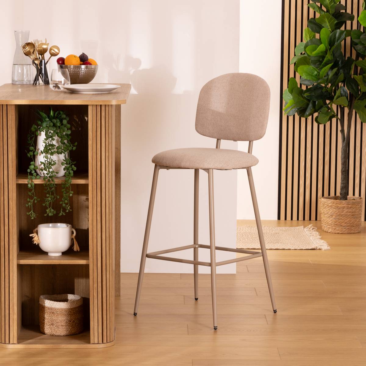 Barhocker "Kamili" Beige, H. 108,5 cm Beige