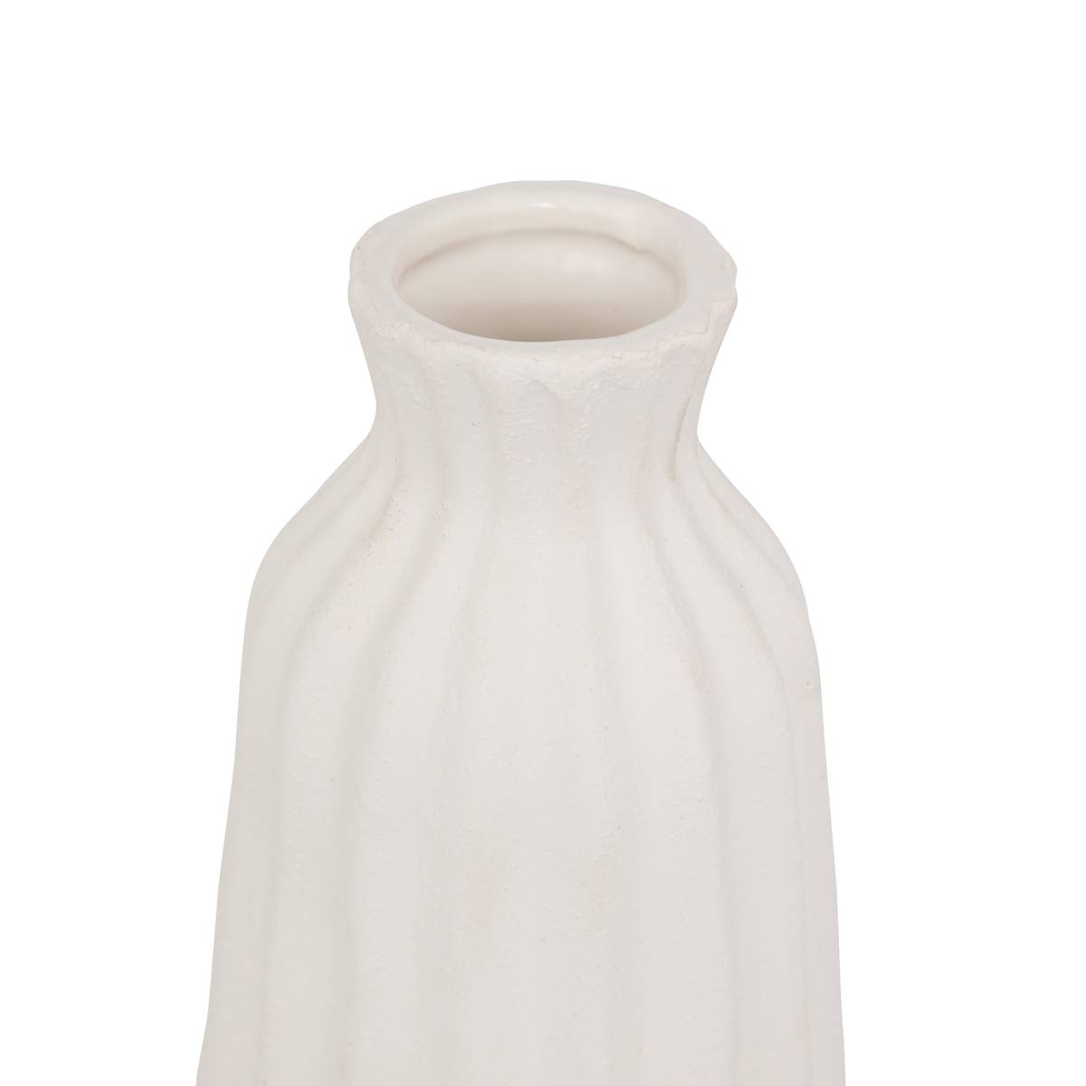 Gestreifte Vase "Fernan" Keramik, Wei&szlig;, H.30 cm Wei&szlig;