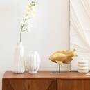 Gestreifte Vase "Fernan" Keramik, Wei&szlig;, H.30 cm Wei&szlig;