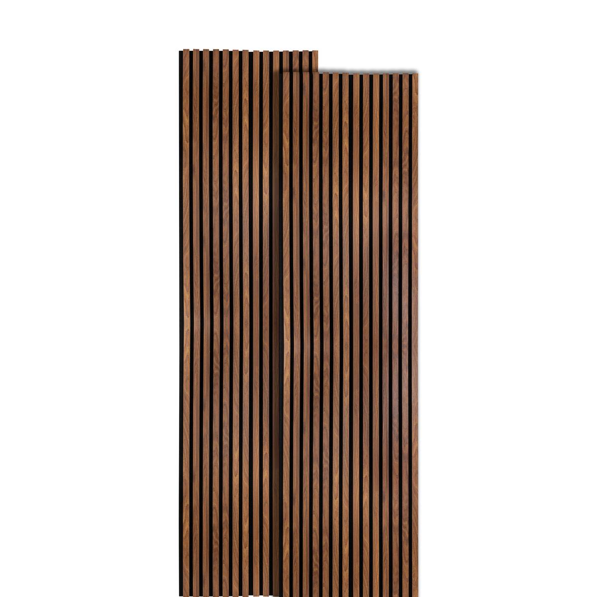Dekoratives Wandpaneel mit Holzlamellen "Colva" Nussbaum-Effekt, schwarzer Hintergrund, 240x60 cm Nussbaum-Effekt / Schwarzer Hintergrund
