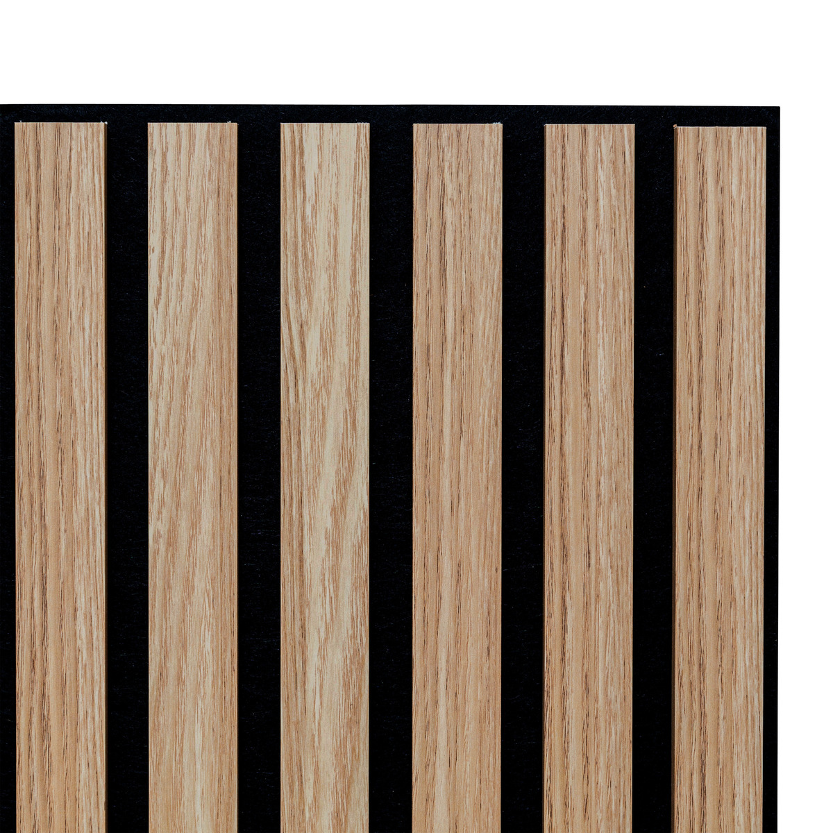 Set mit 4 dekorativen Holz-Lamellenpaneelen Colva Helle Eiche Optik, schwarzer Hintergrund, 60x60 cm Hell-Eichen-Effekt/Schwarzer Hintergrund