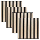 Set mit 4 dekorativen Holz-Lamellenpaneelen Colva Helle Eiche Optik, schwarzer Hintergrund, 60x60 cm Hell-Eichen-Effekt/Schwarzer Hintergrund