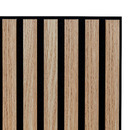 Set mit 4 dekorativen Holz-Lamellenpaneelen Colva Helle Eiche Optik, schwarzer Hintergrund, 60x60 cm Hell-Eichen-Effekt/Schwarzer Hintergrund