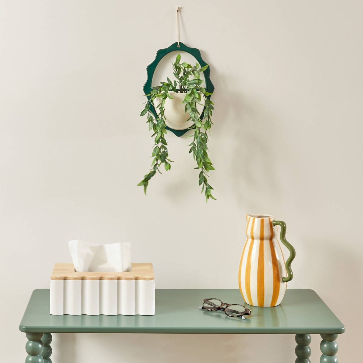 Hanging Artificial Plant "Cheri" 19.5x9 cm Beige