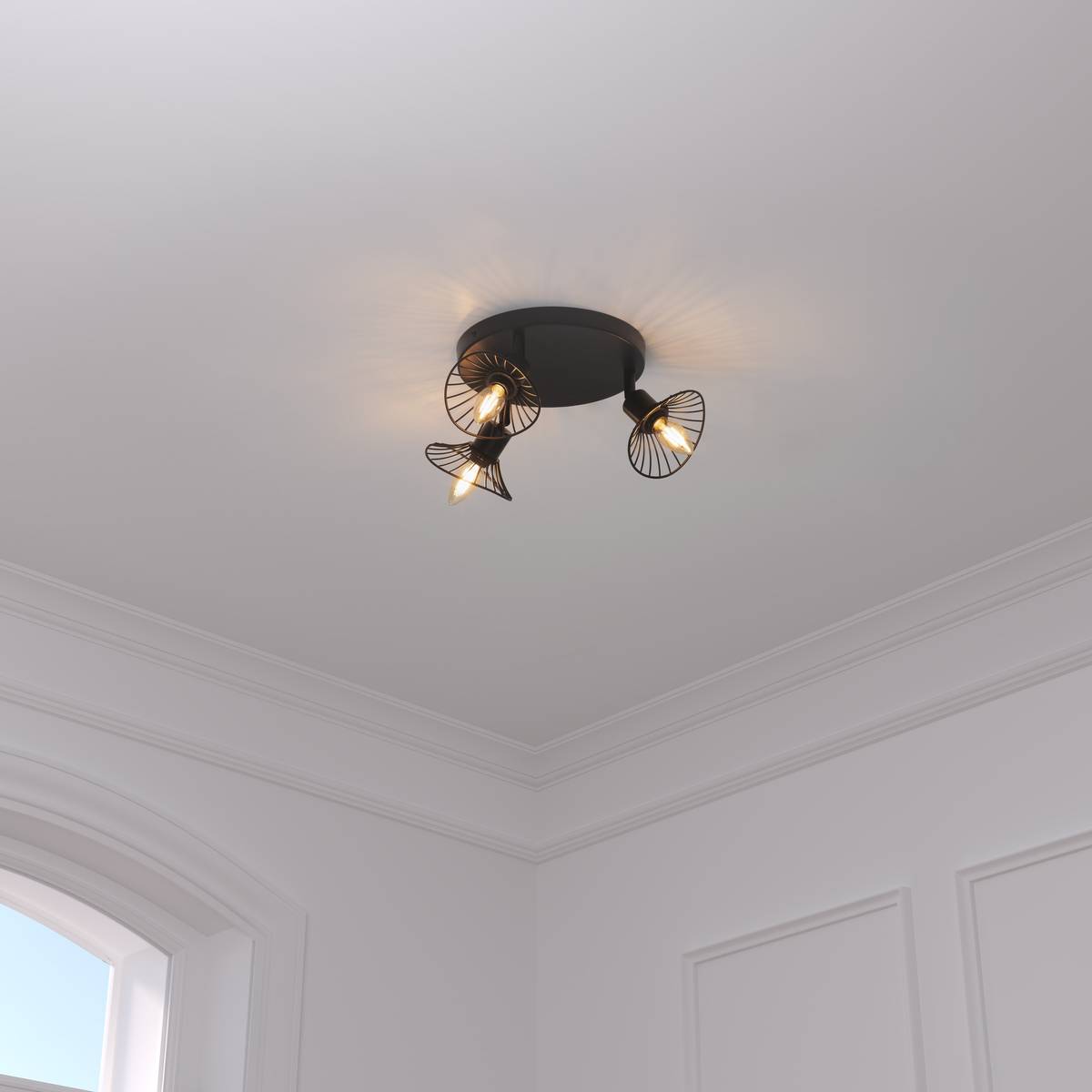 Ceiling Light "Adelia" Black, 25x16 cm Beige