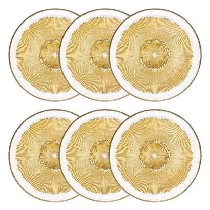 Set of 6 dessert plates "celeste" glass, d.21 cm, gold