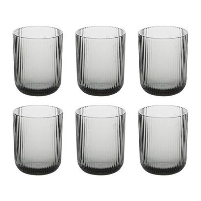 Set of 6 low tumblers "ema" glass, grey