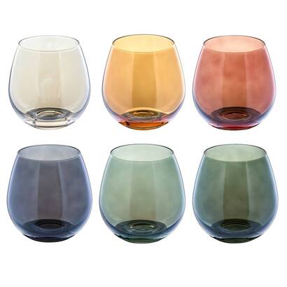 Set of 6 low tumblers "lucia" glass, multicolored