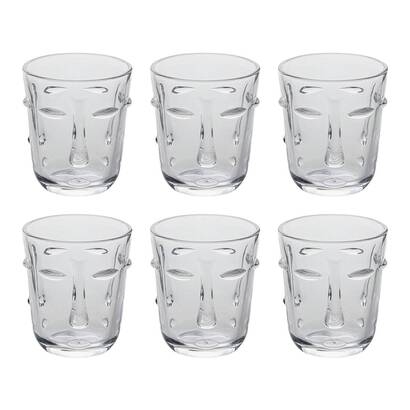 Set of 6 low tumblers "visage" glass, 300 ml, transparent