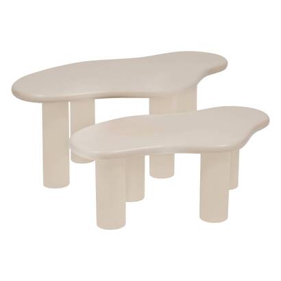 Set of 2 nesting tables "olao" ivory, 100x60 cm