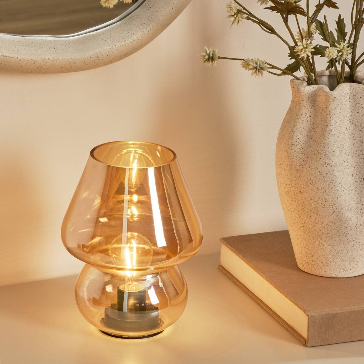 LED Lamp Battery "Cara" H.19 cm Grey