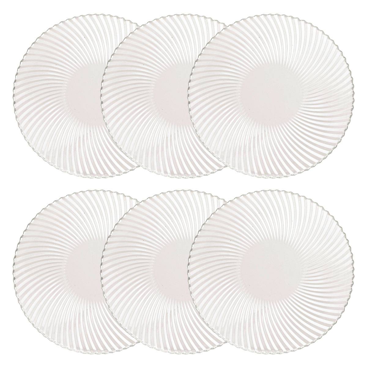 Set of 6 dessert plates "Odyssey" Glass, D.20.5 cm, Transparent Transparent