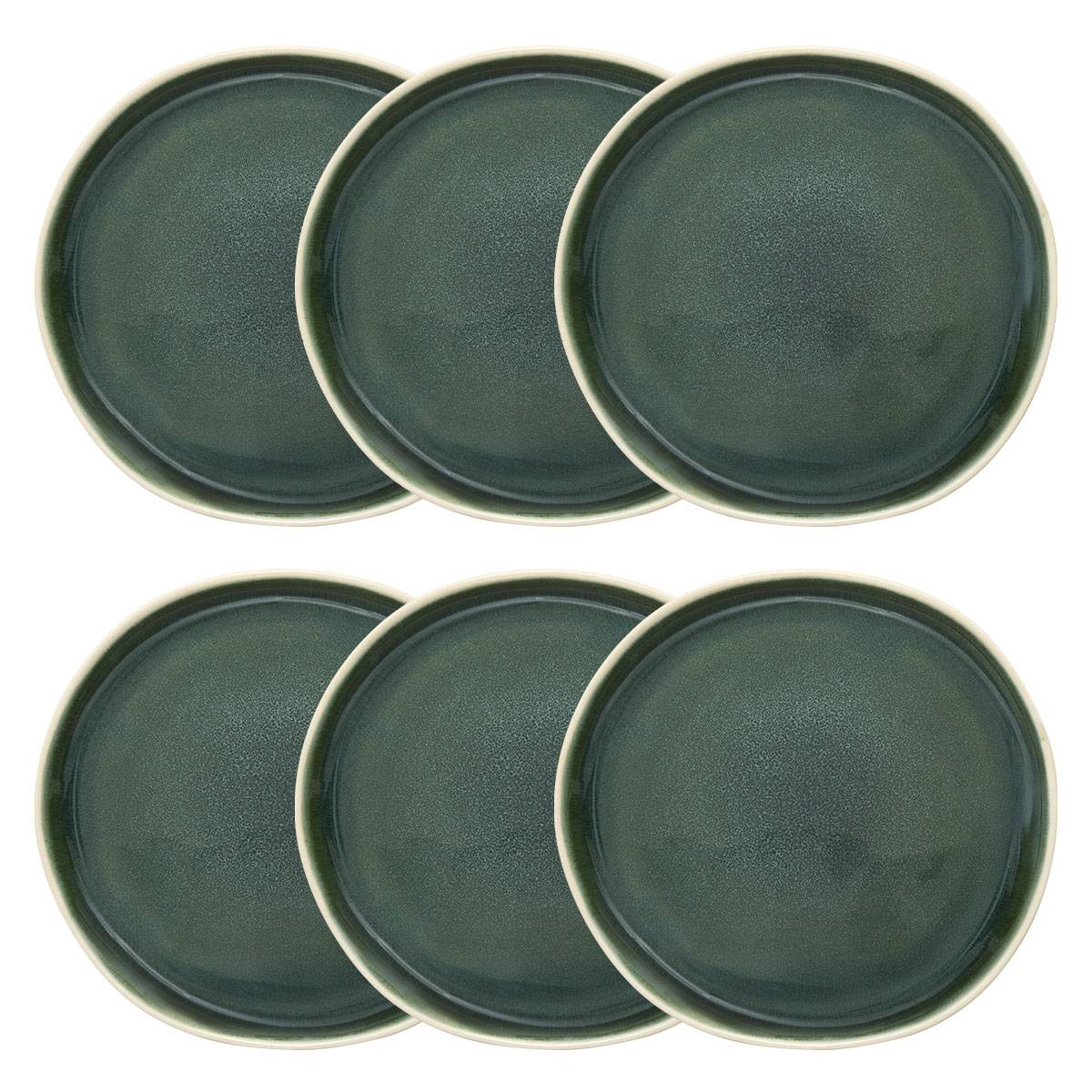 Set of 6 dessert plates "Wonja" Earthenware, D.20.6 cm, Green Green