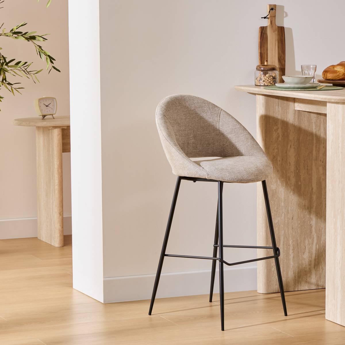 Set of 2 Bar Stools "Amago" Beige, 54x52 cm Beige