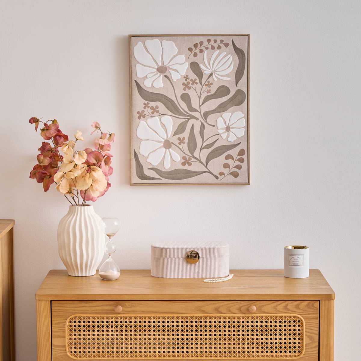 Framed Canvas Print "Esmee" Khaki Green, 40x50 cm Grey