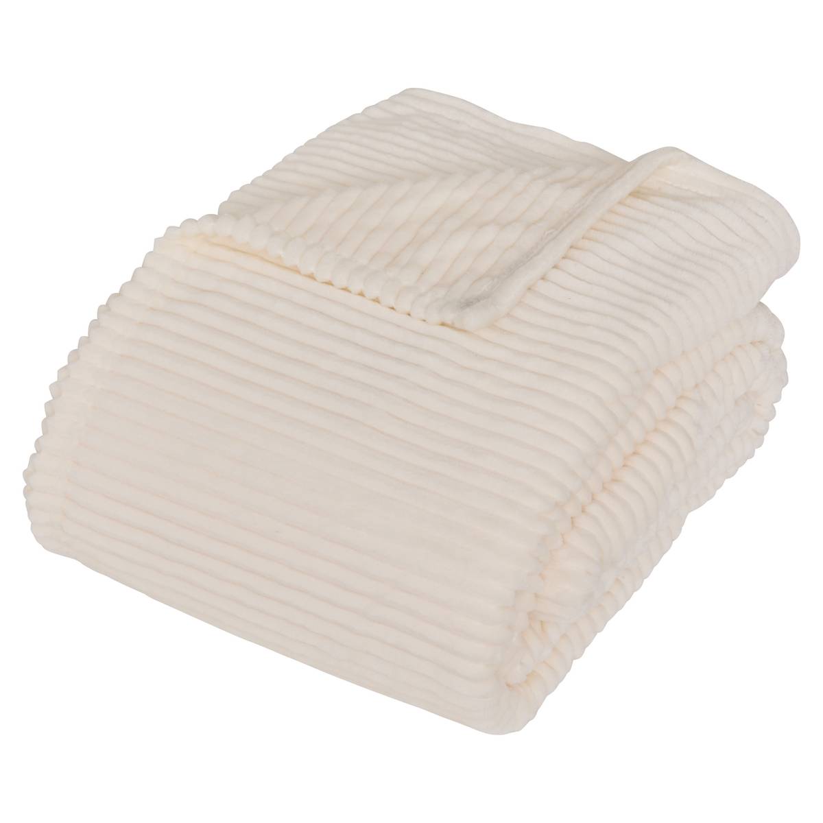 Ribbed Flannel Throw "Arum" Ivory, 240x220 cm Ivory