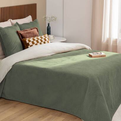 Bedspread and 2 pillowcases "lilou" celadon green, 260x240 cm