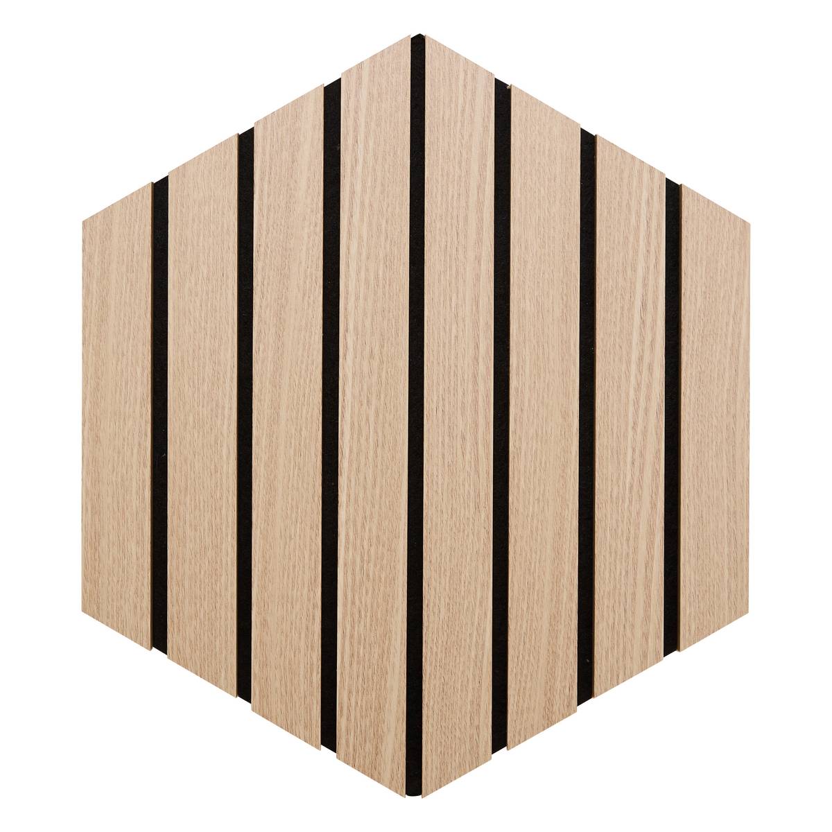 Set of 3 decorative wood slat panels Colva Light oak effect, Black background, 30x26 cm Light oak effect / Black background