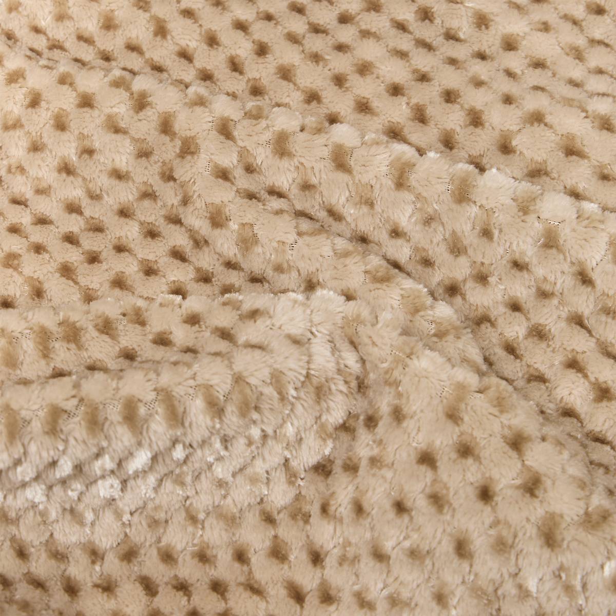 Flannel throw with sherpa effect "Lyno" Beige Linen, 170x130 cm Beige