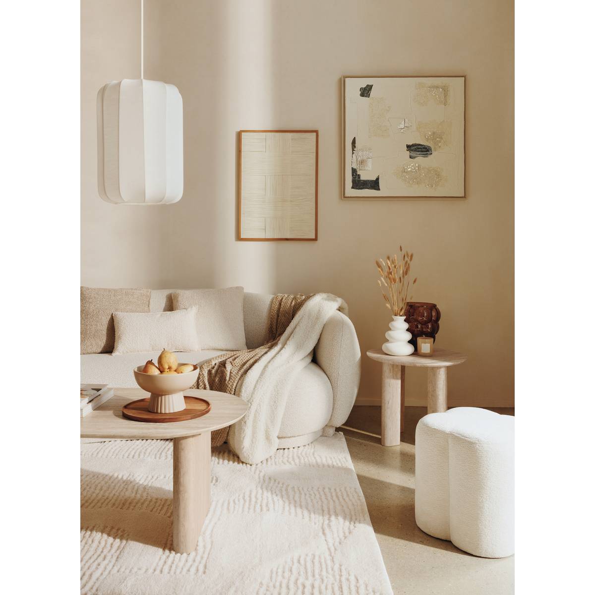 Flannel throw with sherpa effect "Lyno" Beige Linen, 170x130 cm Beige