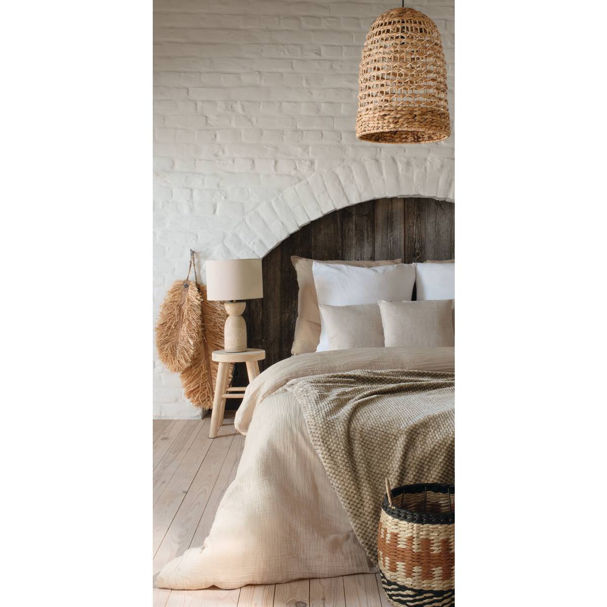 Flannel throw with sherpa effect "Lyno" Beige Linen, 170x130 cm Beige