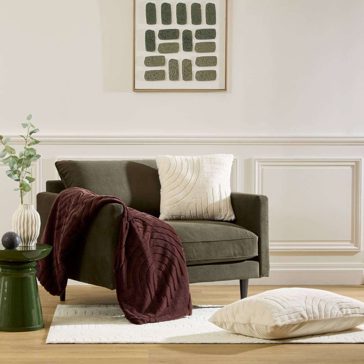 "Arka" Faux Fur Rug Ivory, 170x120 cm Ivory