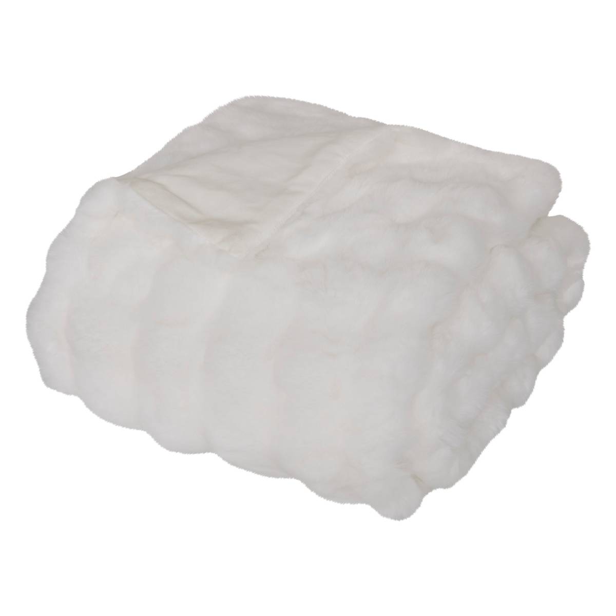 3D Faux Fur Throw "Zephy" White, 230x180 cm White