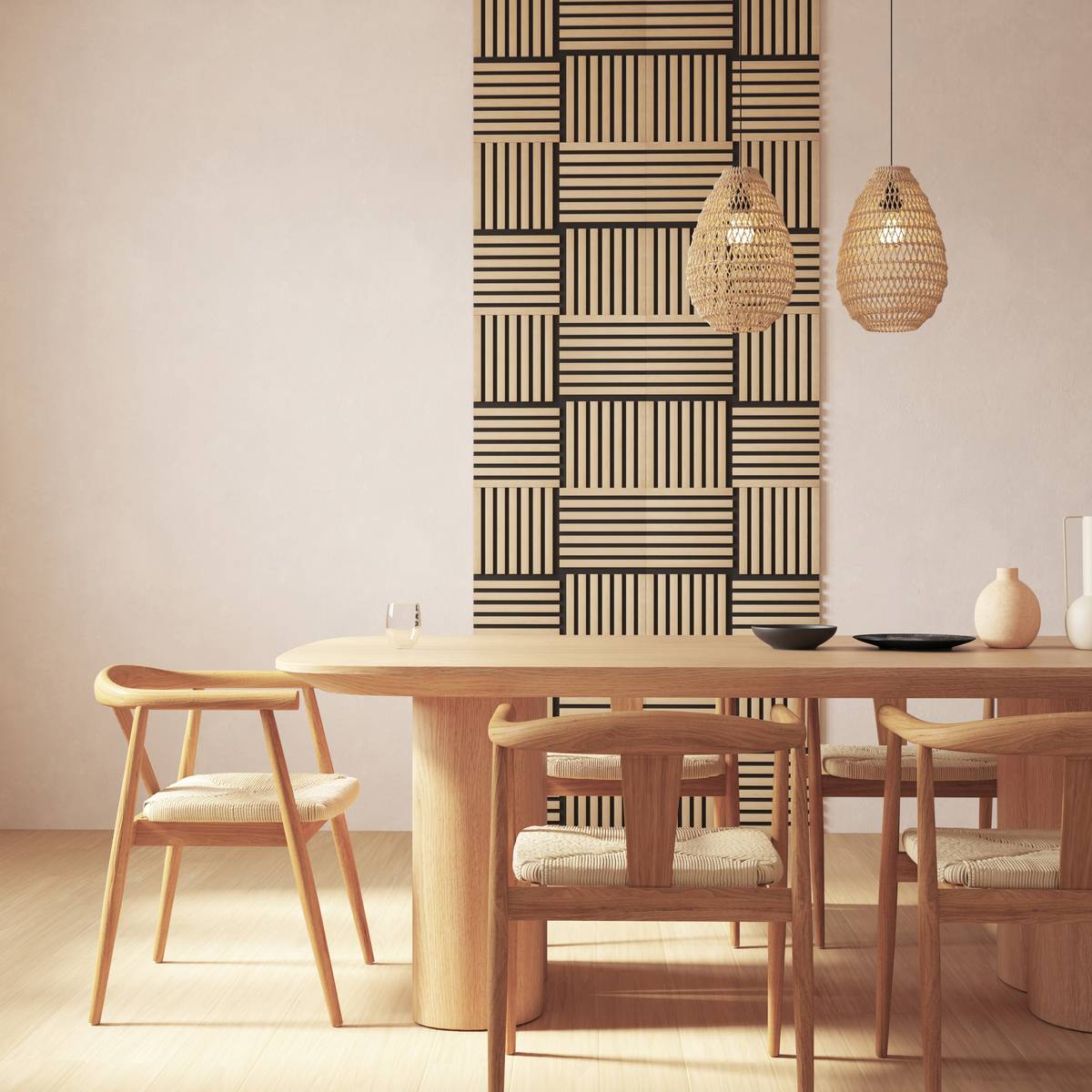 Set of 3 decorative wood slat panels Colva - ATMOSPHERA Official Website