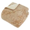 Flannel throw with sherpa effect "Lyno" Beige Linen, 170x130 cm Beige