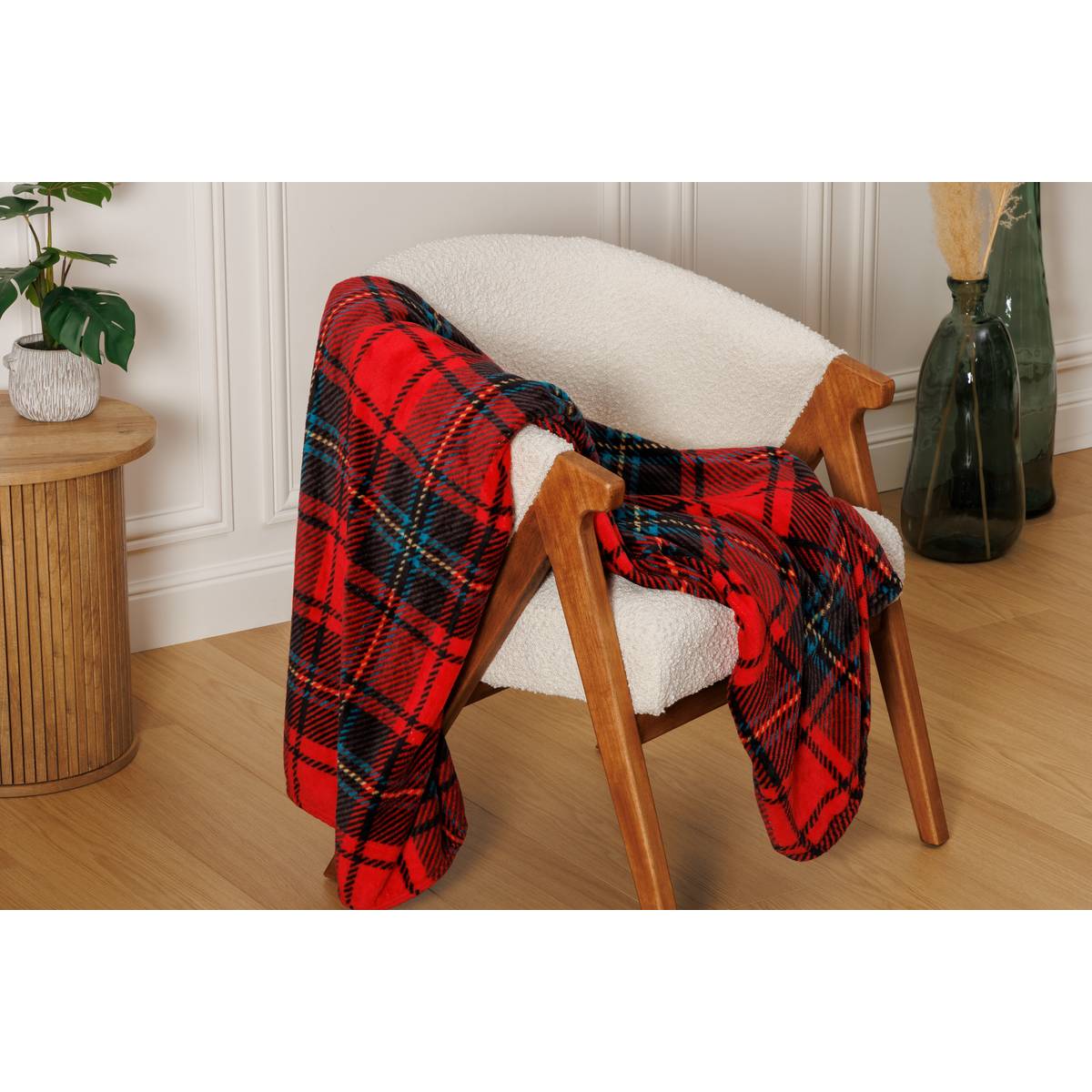 Printed Flannel Throw "Brody" Red, 170x130 cm Red