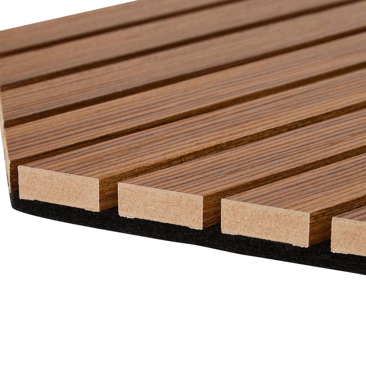 Set of 3 decorative wood slat panels Colva Walnut effect, Black background, 30x26 cm Walnut effect / Black background