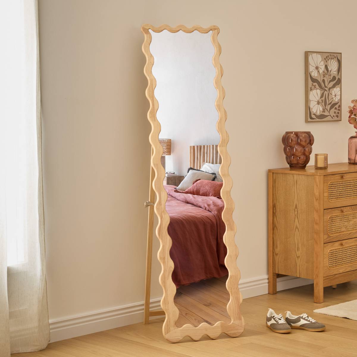 "Brooke" Floor Mirror Beige, 180x48 cm Beige