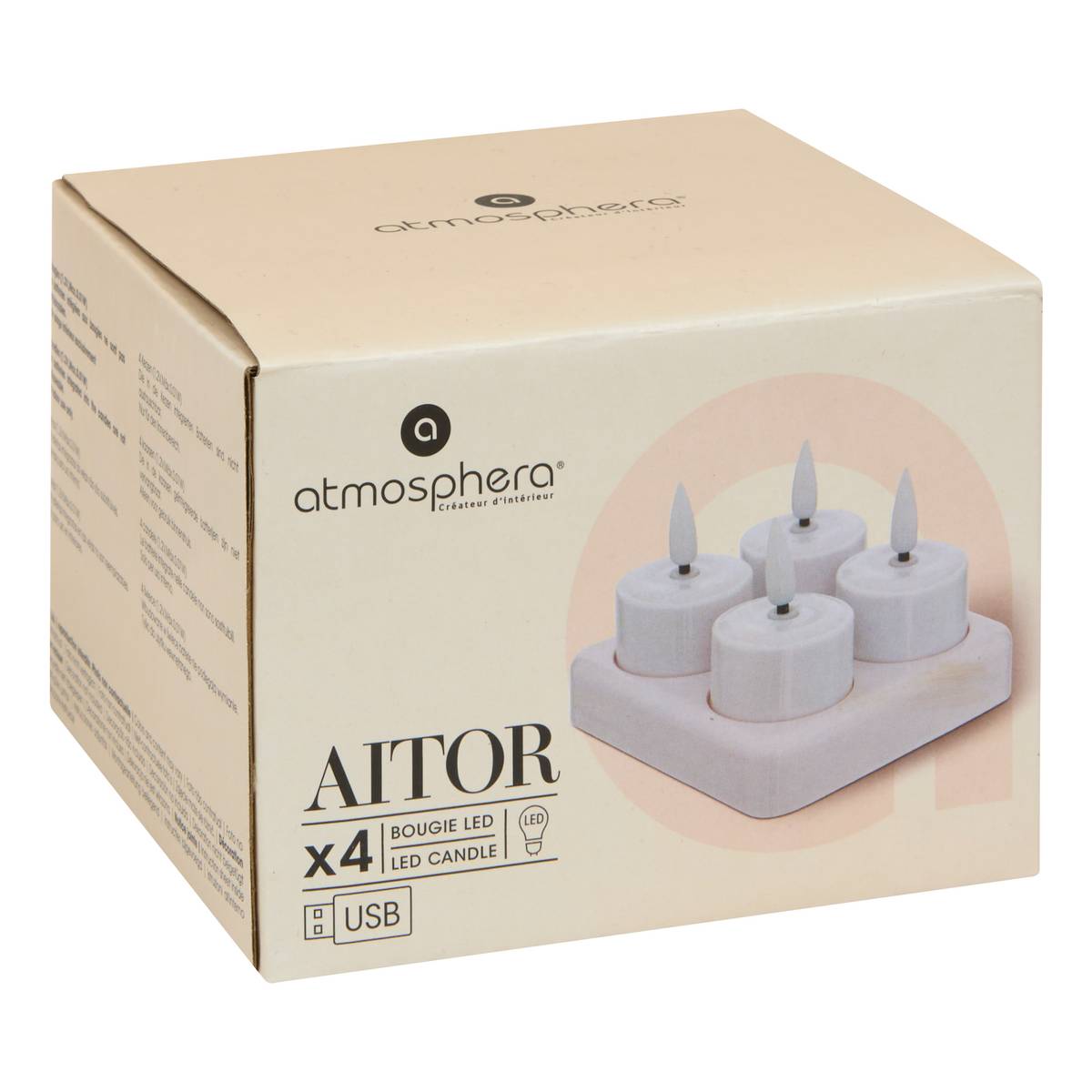 4 LED candles "Aitor" White, 10.80 x 10.50 cm White