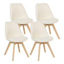 Set of 4 chairs "Baya" Beech, bouclé, white White 2