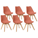 Set of 6 chairs "Baya" Beech, terracotta pink Terracotta pink