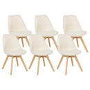 Set of 6 chairs "Baya" Beech, bouclé, white White 2