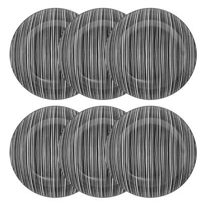 Set of 6 deep plates "bohemia" d.20 cm, black & white
