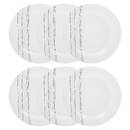 Set of 6 Dessert Plates "Lines" D.19.2 cm, White White