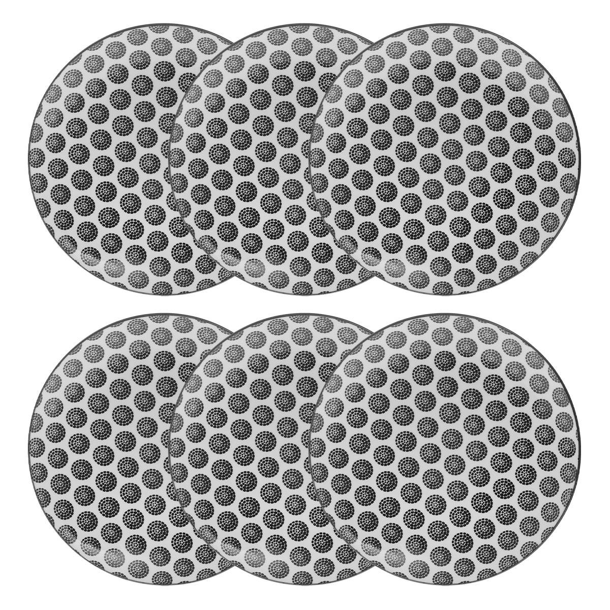 Set of 6 deep plates "Bohemia" D.20 cm, Black & White Black 3