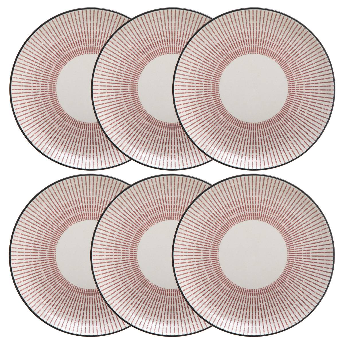Set of 6 dessert plates "Lunis" D.18.7 cm Red