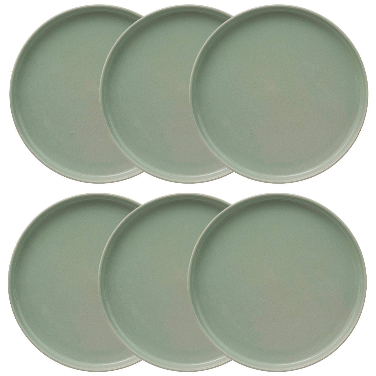 Set of 6 dessert plates "Marie" Stoneware (ceramic), D.20 cm, Light green Light green