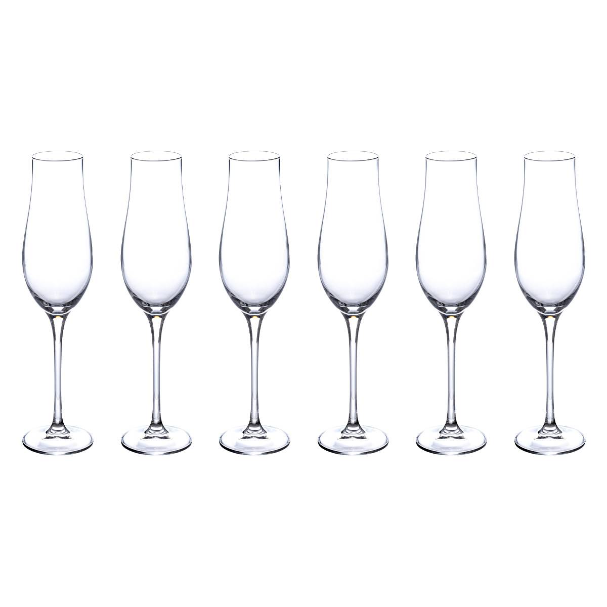 Set of 6 champagne flutes "Oriane" 200 ml, Transparent Transparent